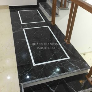 Đá marble đen tia chớp ốp lát cầu thang