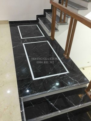 Đá marble đen tia chớp ốp lát cầu thang