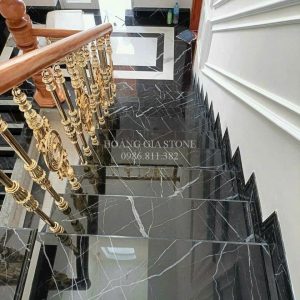Đá marble nero marquina ốp lát cầu thang