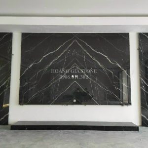 Đá marble nero marquina ốp vách tivi