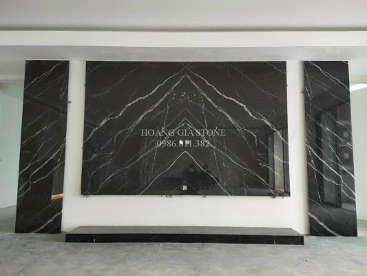 Đá marble nero marquina ốp vách tivi
