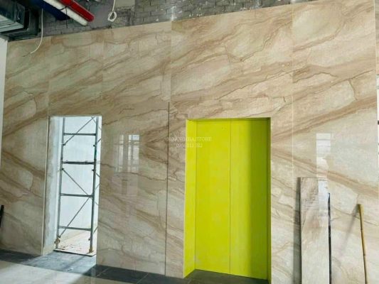 Đá marble vân gỗ chéo ốp tường