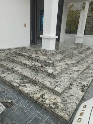 Đá granite azul nova ốp lát bậc tam cấp