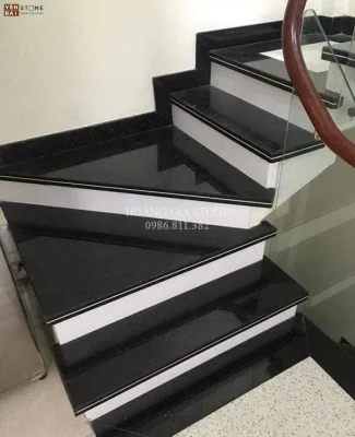 Đá granite xanh đen campuchia ốp cầu thang